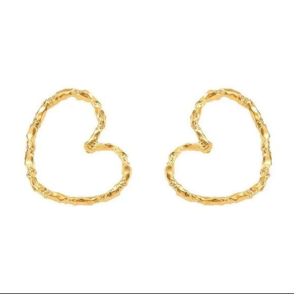 Zara Gold Heart Earrings - Picture 1 of 4